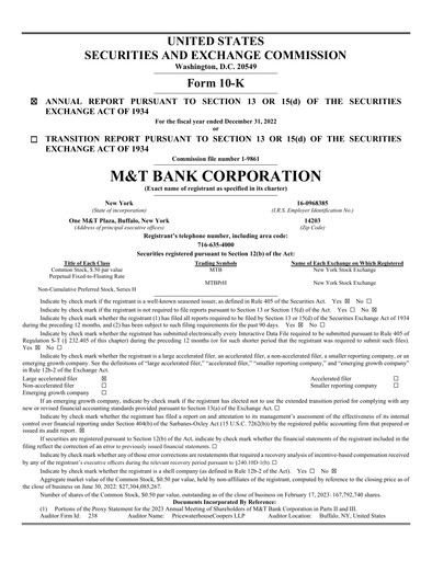 Vorschaubild M&T Bank Jahresbericht 2022