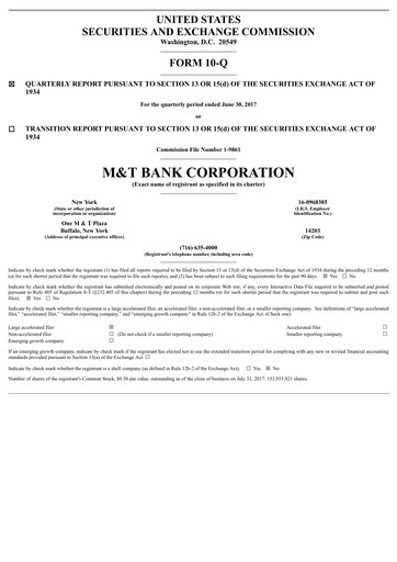 Vorschaubild M&T Bank Quartalsbericht 2017-q2