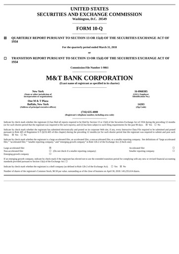 Vorschaubild M&T Bank Quartalsbericht 2018-q1