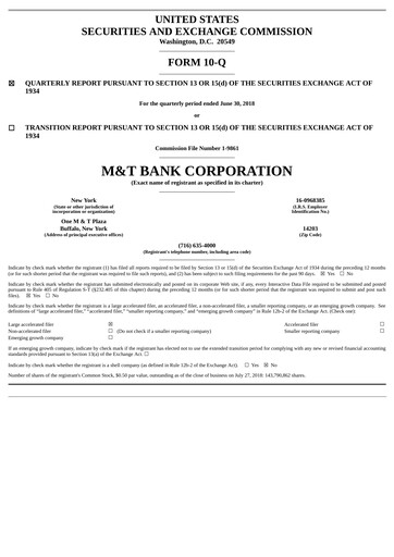 Vorschaubild M&T Bank Quartalsbericht 2018-q2