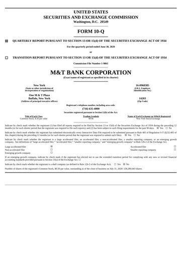 Vorschaubild M&T Bank Quartalsbericht 2020-q2