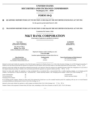 Vorschaubild M&T Bank Quartalsbericht 2022-q1