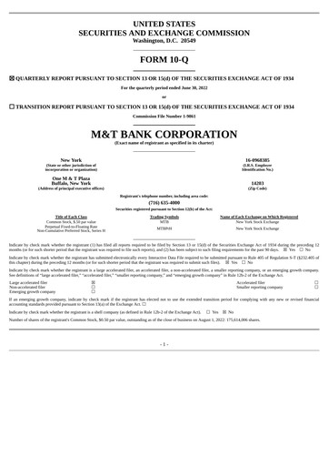 Vorschaubild M&T Bank Quartalsbericht 2022-q2