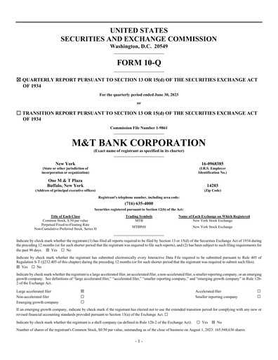 Vorschaubild M&T Bank Quartalsbericht 2023-q2