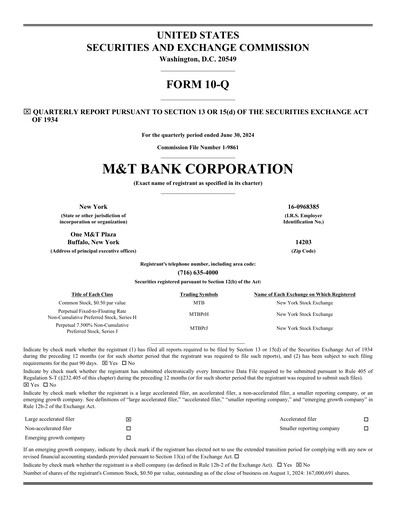 Vorschaubild M&T Bank Quartalsbericht 2024-q2