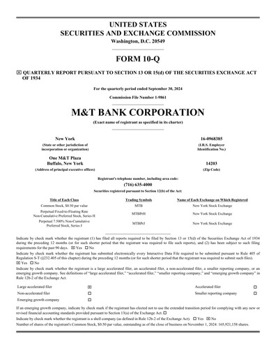 Vorschaubild M&T Bank Quartalsbericht 2024-q3