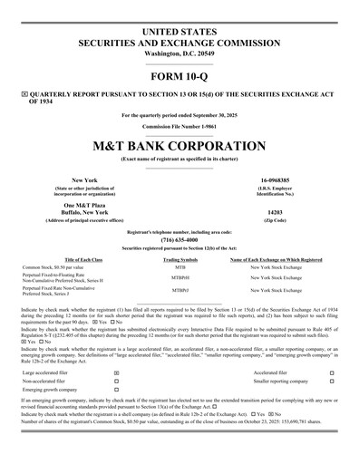 Vorschaubild M&T Bank Quartalsbericht 2025-q3