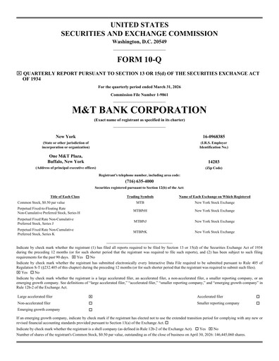 Vorschaubild M&T Bank Quartalsbericht 2026-q1