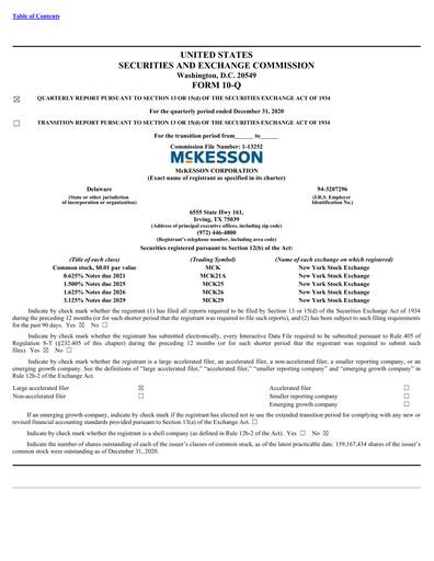 Vorschaubild McKesson Quartalsbericht 2021-q3