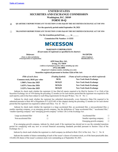 Vorschaubild McKesson Quartalsbericht 2022-q2
