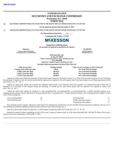Vorschaubild McKesson Quartalsbericht 2022-q3