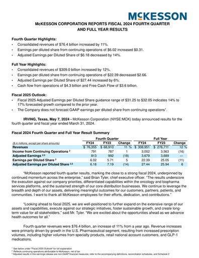 Miniature McKesson Rapport trimestriel 2024-q4
