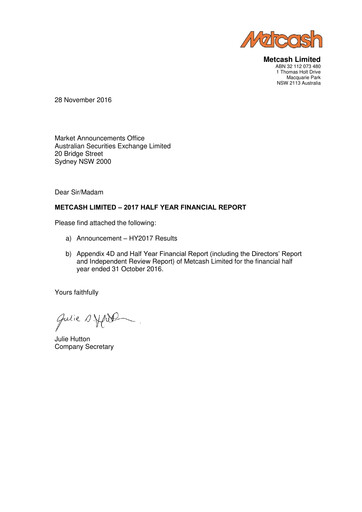 Thumbnail Metcash Half-year Report 2016-h1