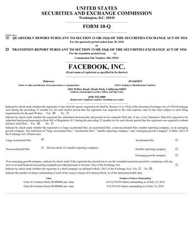 Thumbnail Meta (Facebook) Quarterly Report 2018-q2