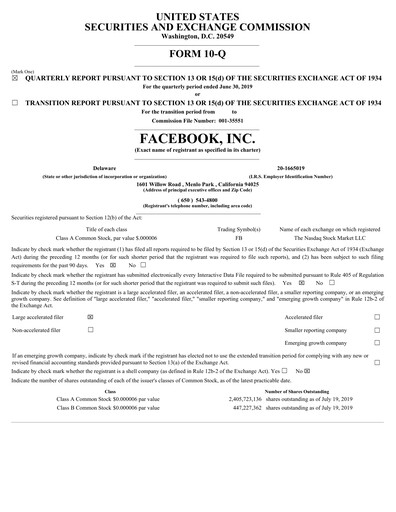 Thumbnail Meta (Facebook) Quarterly Report 2019-q2