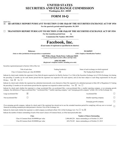 Thumbnail Meta (Facebook) Quarterly Report 2019-q3