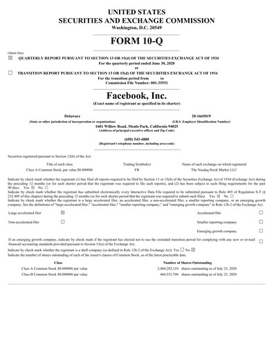 Thumbnail Meta (Facebook) Quarterly Report 2020-q2