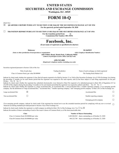 Thumbnail Meta (Facebook) Quarterly Report 2020-q3
