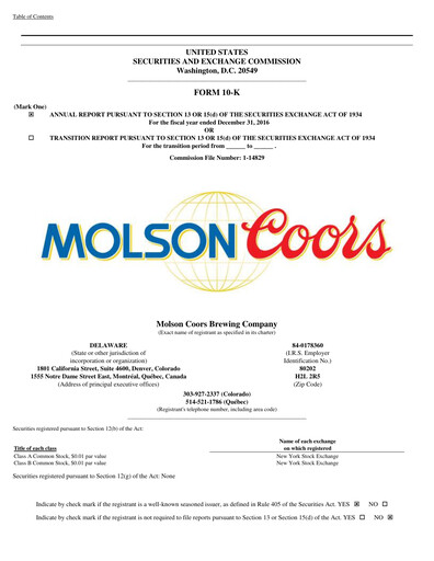 Vorschaubild Molson Coors Jahresbericht 2016