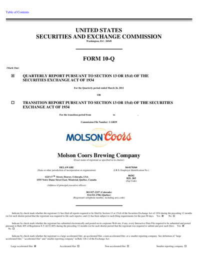 Vorschaubild Molson Coors Quartalsbericht 2011-q1