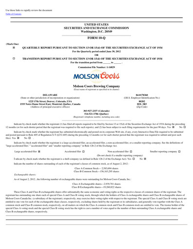 Vorschaubild Molson Coors Quartalsbericht 2012-q2