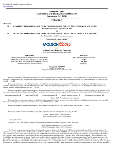 Vorschaubild Molson Coors Quartalsbericht 2017-q2