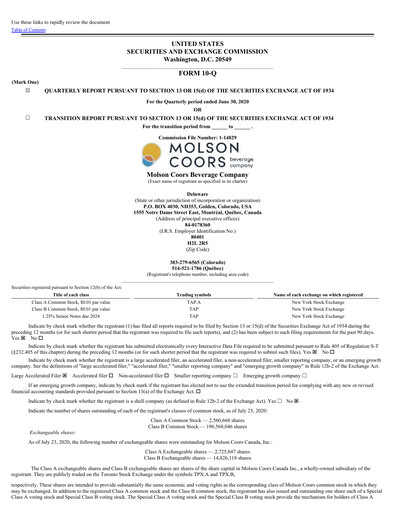 Vorschaubild Molson Coors Quartalsbericht 2020-q2