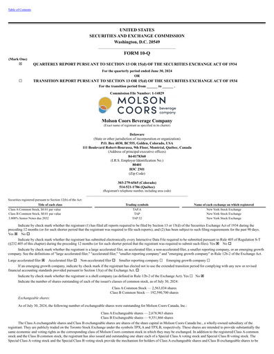 Vorschaubild Molson Coors Quartalsbericht 2024-q2