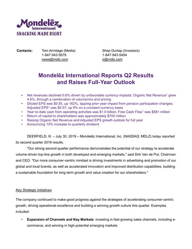 Thumbnail Mondelez International Quarterly Report 2019-q2