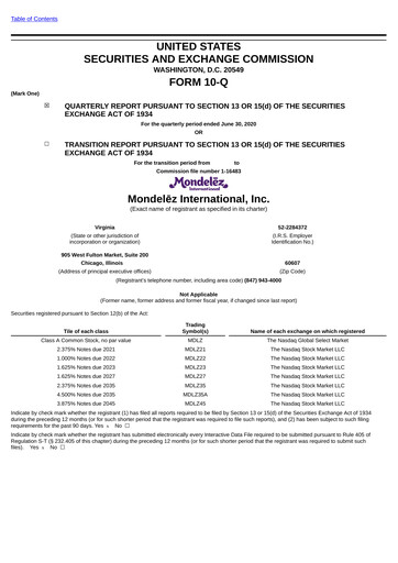 Vorschaubild Mondelez International Quartalsbericht 2020-q2