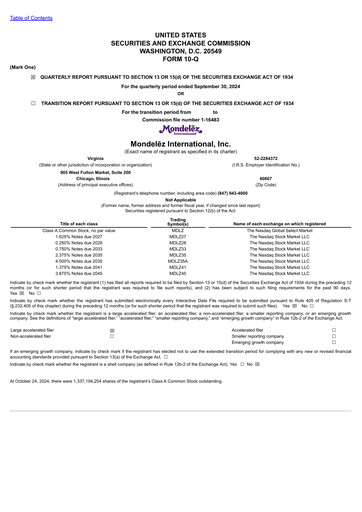 Vorschaubild Mondelez International Quartalsbericht 2024-q3