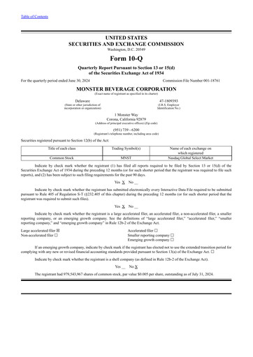 Thumbnail Monster Beverage Quarterly Report 2024-q2