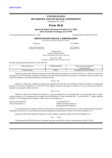 Thumbnail Monster Beverage Quarterly Report 2026-q1