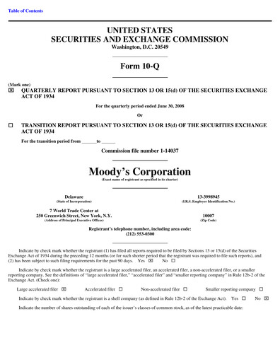 Thumbnail Moody's Quarterly Report 2008-q2