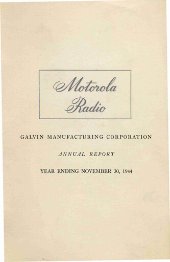 Miniature Motorola Solutions
 Rapport annuel 1944