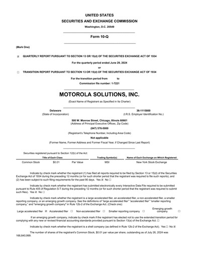 Thumbnail Motorola Solutions
 Quarterly Report 2024-q2