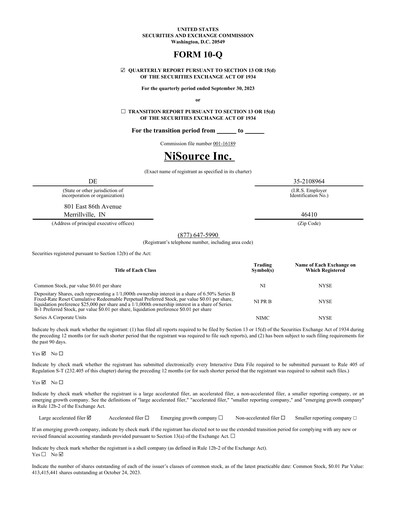 Thumbnail NiSource
 Quarterly Report 2023-q3