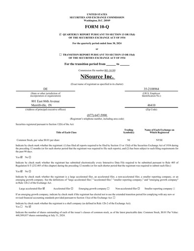 Thumbnail NiSource
 Quarterly Report 2024-q2