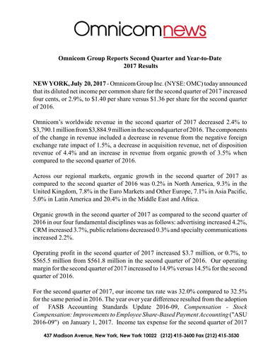 Thumbnail Omnicom Group Quarterly Report 2017-q2