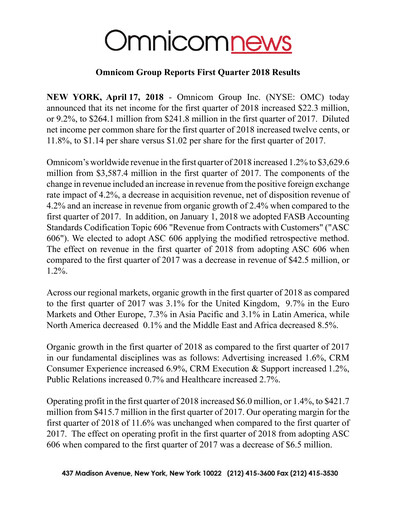 Thumbnail Omnicom Group Quarterly Report 2018-q1