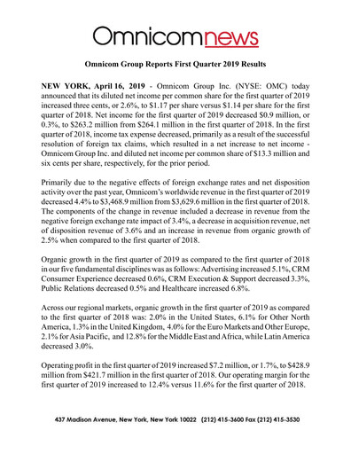 Thumbnail Omnicom Group Quarterly Report 2019-q1