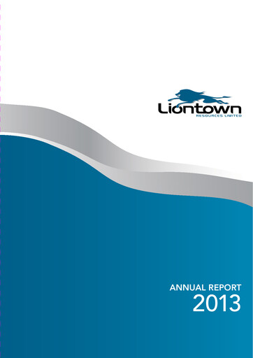 Thumbnail Liontown Resources
 Annual Report 2013