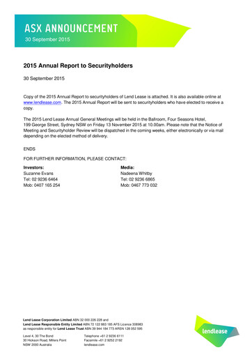 Thumbnail Lendlease Annual Report 2015