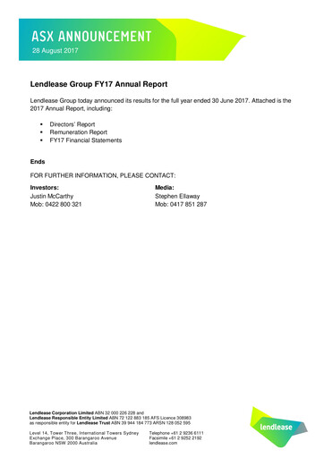 Thumbnail Lendlease Annual Report 2017