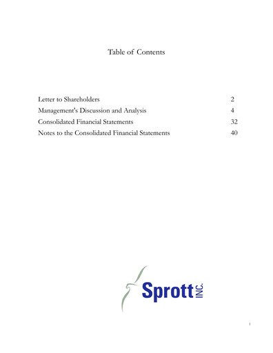 Thumbnail Sprott Inc Annual Report 2012