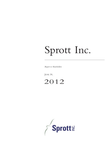Vorschaubild Sprott Inc Quartalsbericht 2012-q2