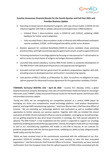 Thumbnail Curevac Financial Report 2021