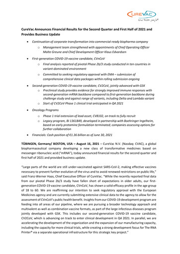 Thumbnail Curevac Half-year Report 2021-h1