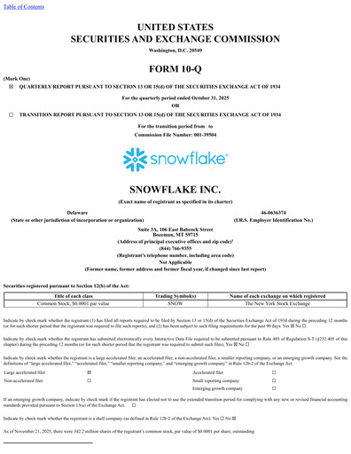 Thumbnail Snowflake Quarterly Report 2026-q3