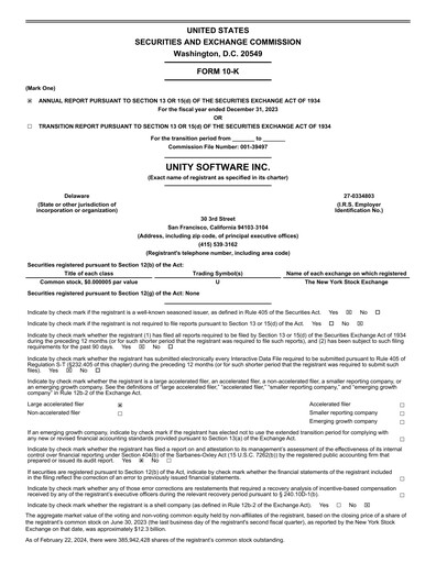 Thumbnail Unity Software Annual Report 2023